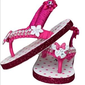 Baby Minnie Mouse Old Navy Sandals- Flip Flops Sz 4| Baby Walkers| Disney Shoes